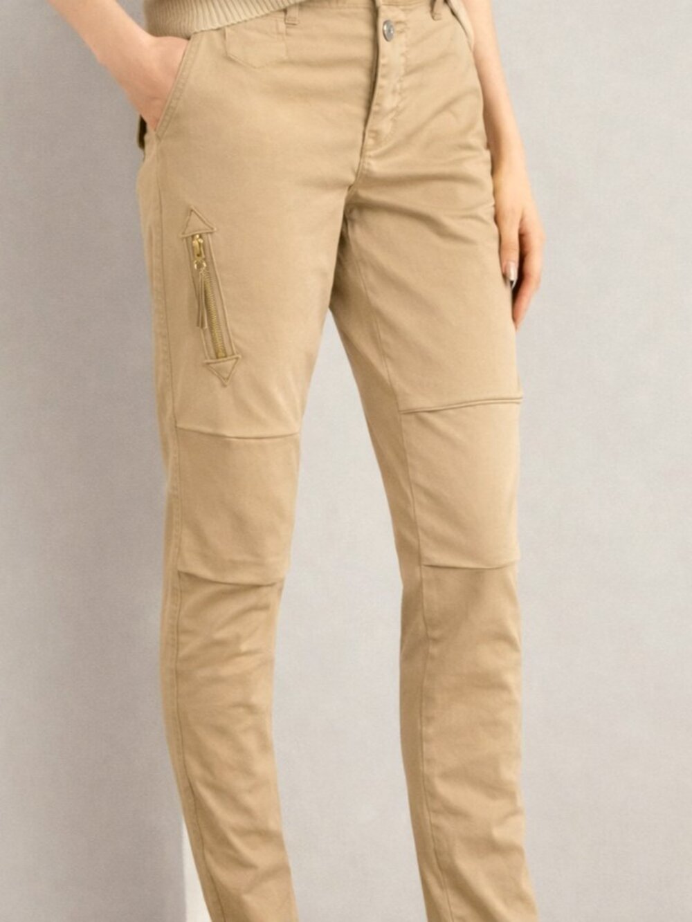 NWT Mos Mosh Valerine Premium 7/8 Cargo Stretch Ankle Zip Button Fly Sesame